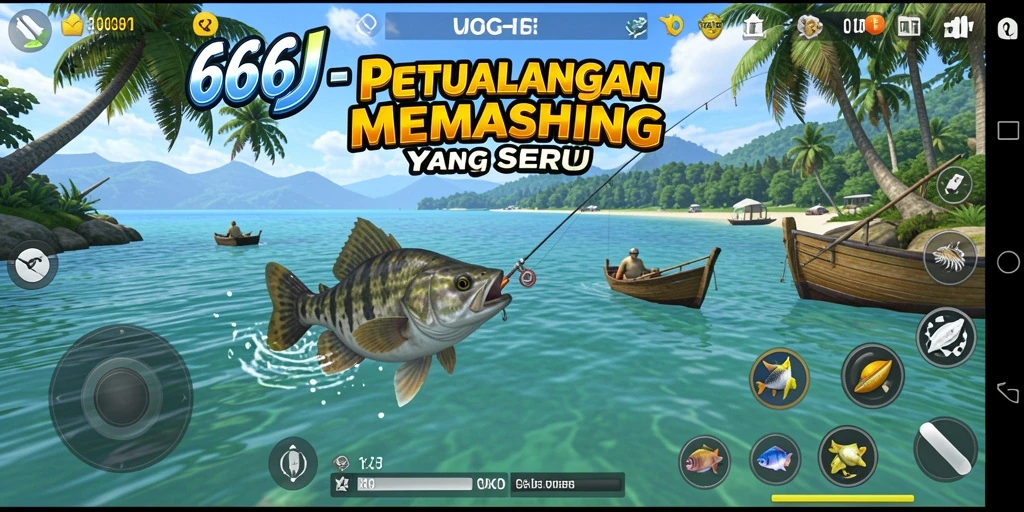 Screenshot utama 666J menampilkan pengalaman memancing yang seru.