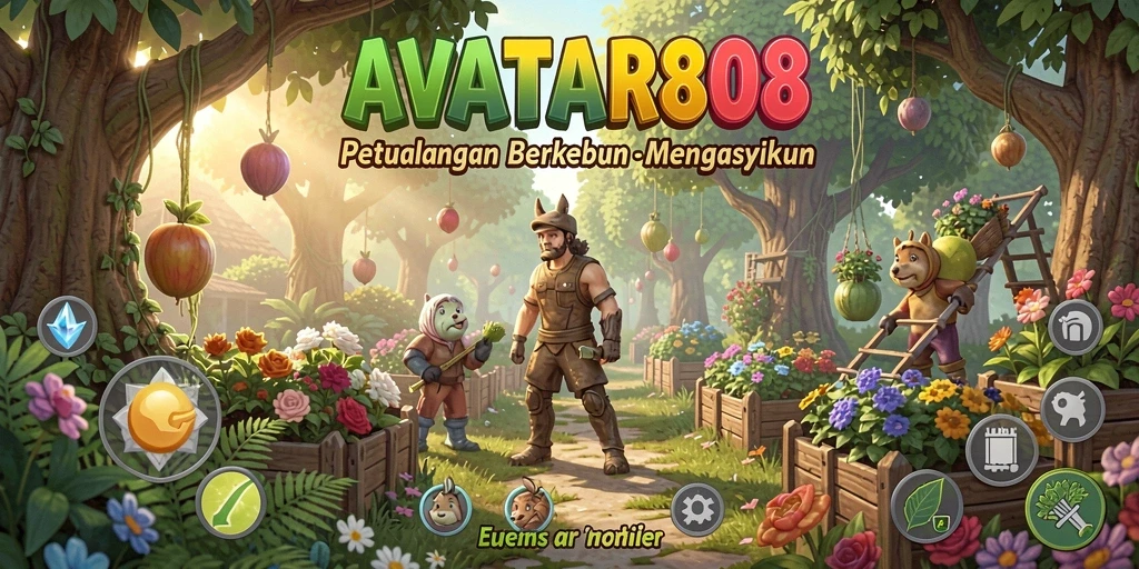 Tampilan gameplay <strong>AVATAR808</strong> menunjukkan keseruan bercocok tanam dan pengelolaan ladang.