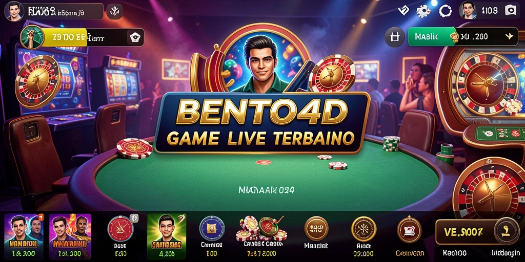 Screenshot gameplay BENTO4D menampilkan dealer profesional di meja Live Casino.