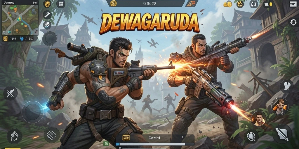 Tampilan gameplay seru dari DEWAGARUDA dalam aksi TPS.