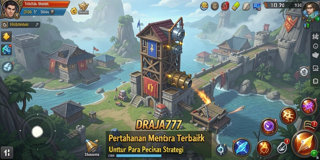 Tangkapan layar dari gameplay menegangkan DRAJA777 dengan strategi Tower Defense.