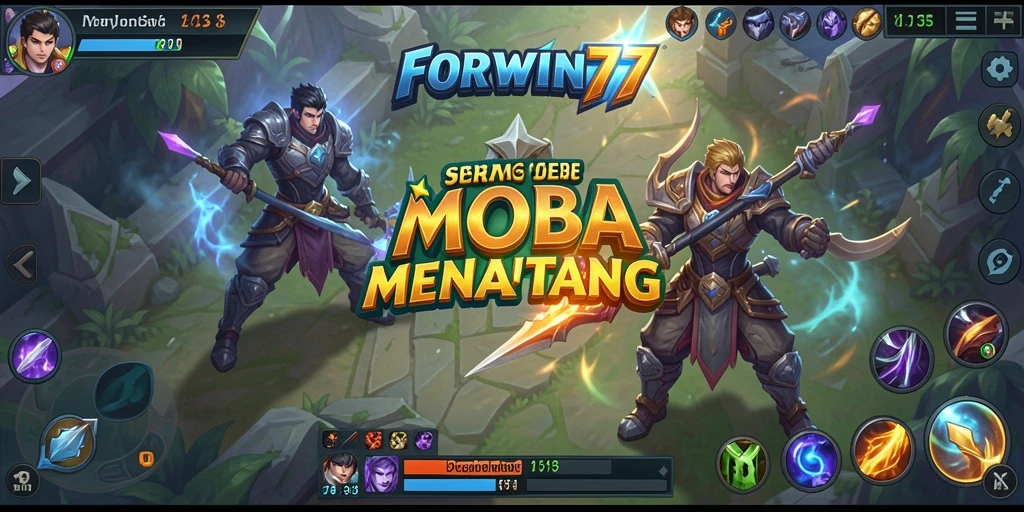 Tampilan gameplay seru di FORWIN77 dengan aksi MOBA yang memukau.