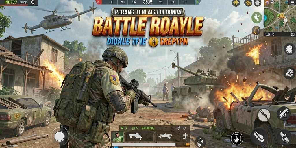 Tampilan seru gameplay Battle Royale di IND777 dengan aksi menegangkan.
