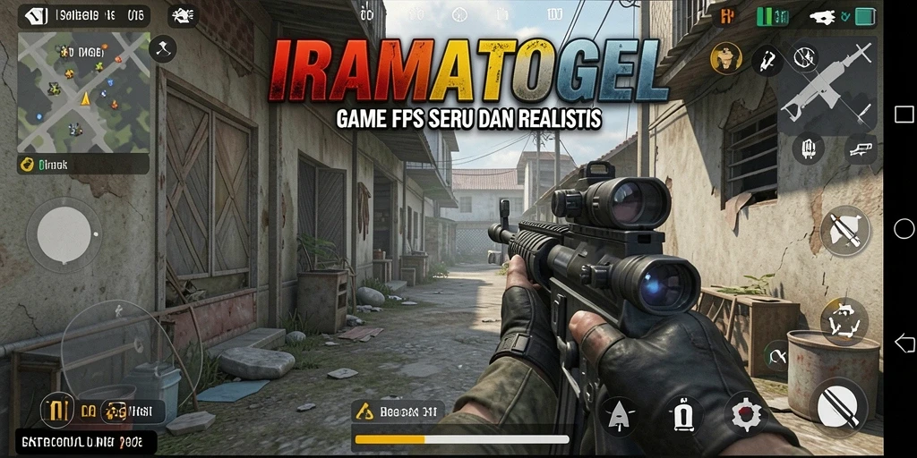Screenshot gameplay IRAMATOGEL menunjukkan aksi menembak yang mendebarkan.