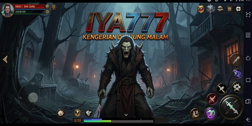 Gameplay seram IYA777 menunjukkan makhluk menyeramkan di kegelapan.
