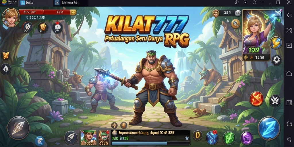 Tampilan gameplay KILAT777 dengan aksi pertarungan RPG yang menegangkan.
