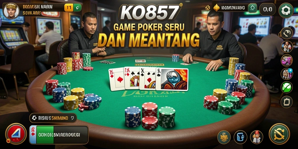 Screenshot utama KO857 menunjukkan gameplay poker yang menarik dan seru.