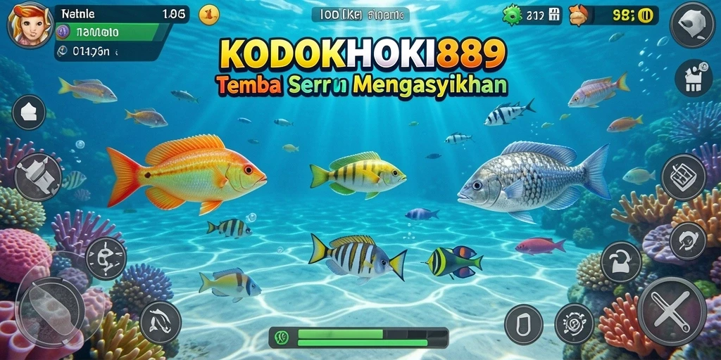 Screenshot gameplay KODOKHOKI889 menampilkan aksi seru menembak ikan.