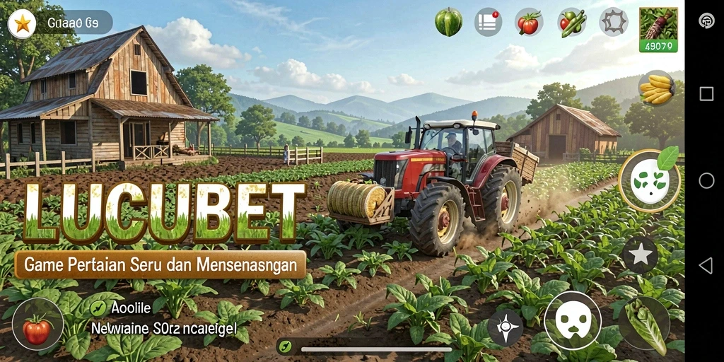 Tampilan utama gameplay LUCUBET dengan aktivitas pertanian yang menarik.
