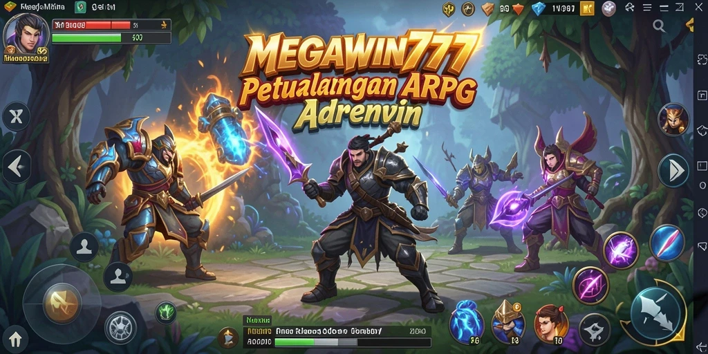 Screenshot menunjukkan aksi bertempur seru di MEGAWIN777.