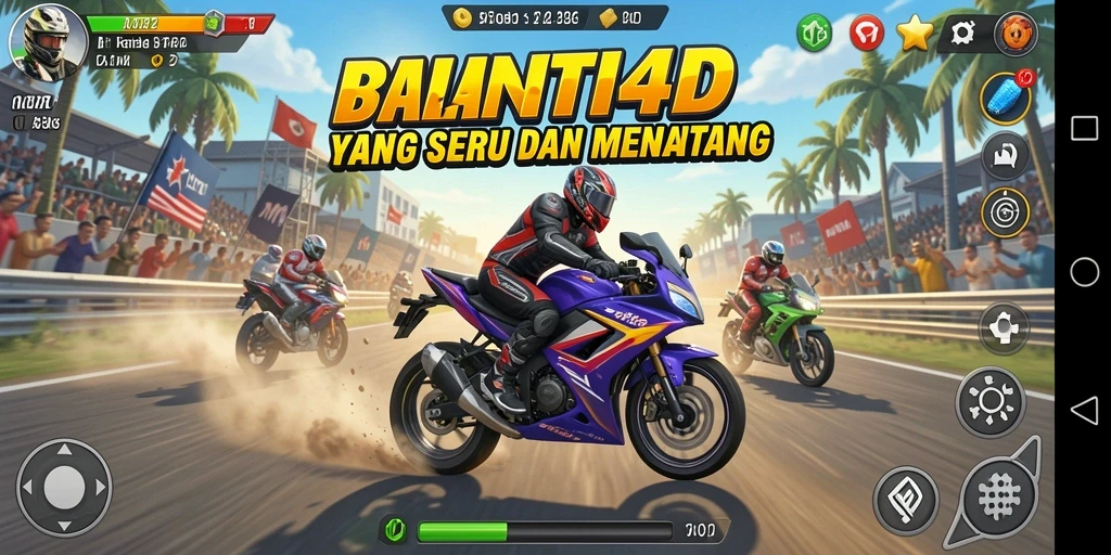 Screenshot utama menunjukkan aksi penuh adrenalin di PENITI4D.