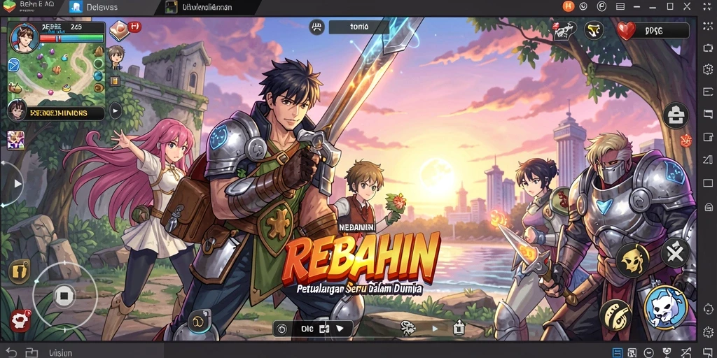 Tampilan seru gameplay REBAHIN dengan aksi karakter anime.