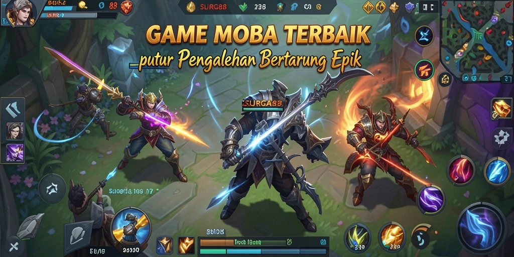 Tampilan gameplay seru dengan karakter dan arena pertempuran yang menakjubkan.